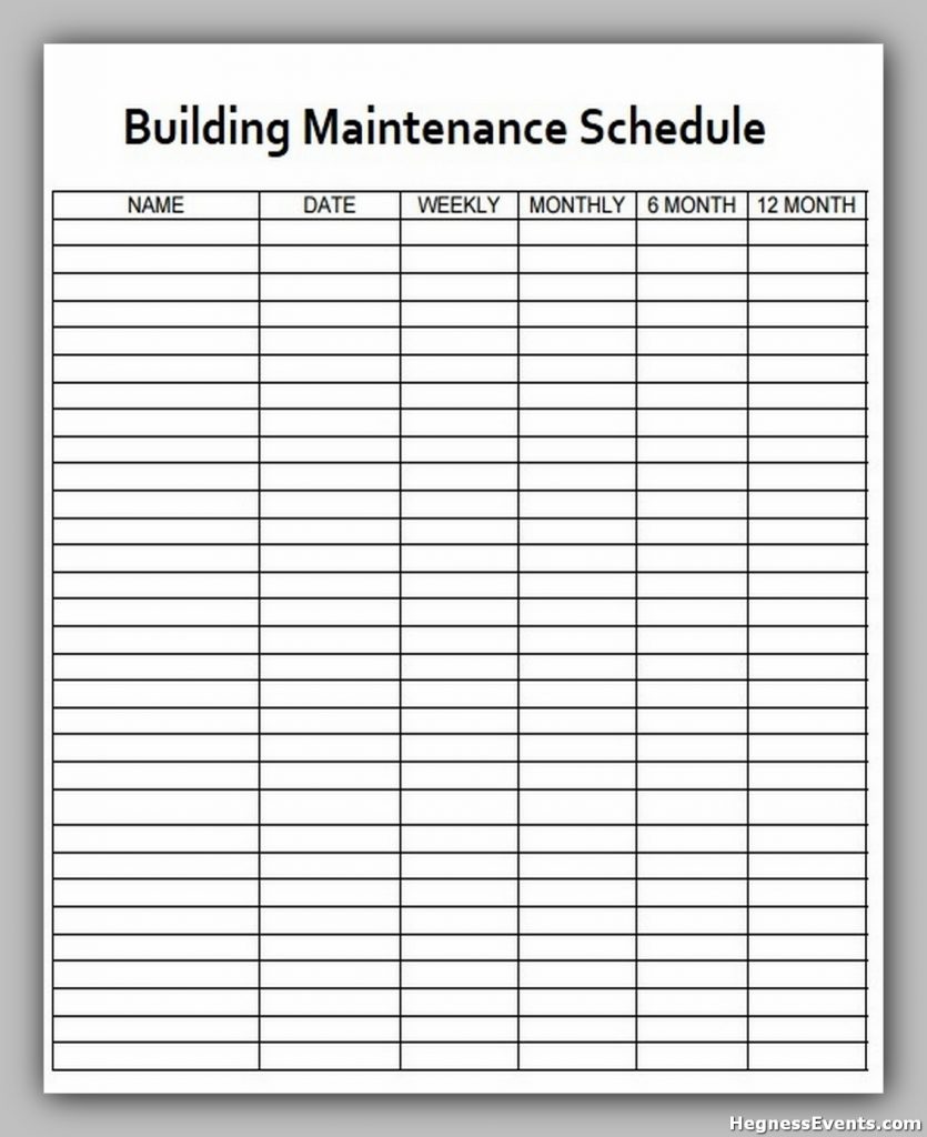 Building Maintenance Schedule Template