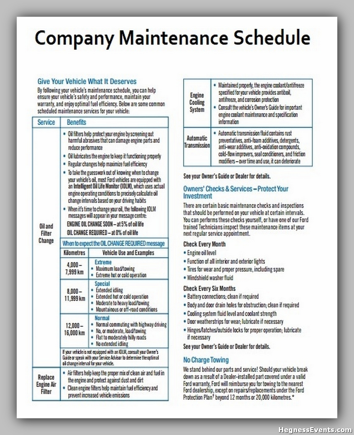 20+ Powerful Maintenance Schedule Template hennessy events