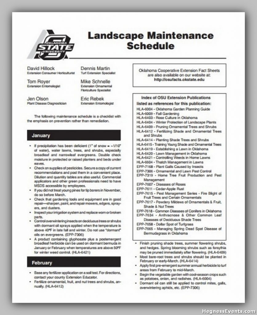 Landscape Maintenance Schedule Template