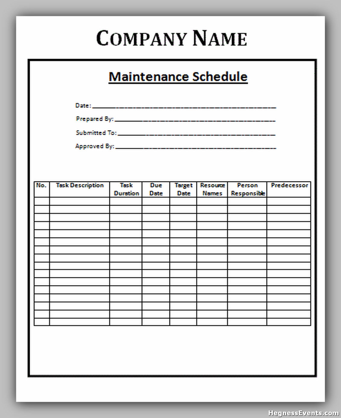 20+ Powerful Maintenance Schedule Template hennessy events
