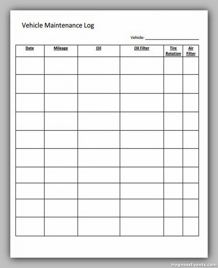 Vehicle Maintenance Schedule Template