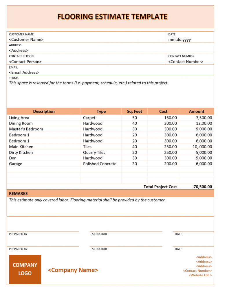 Flooring Estimate Template