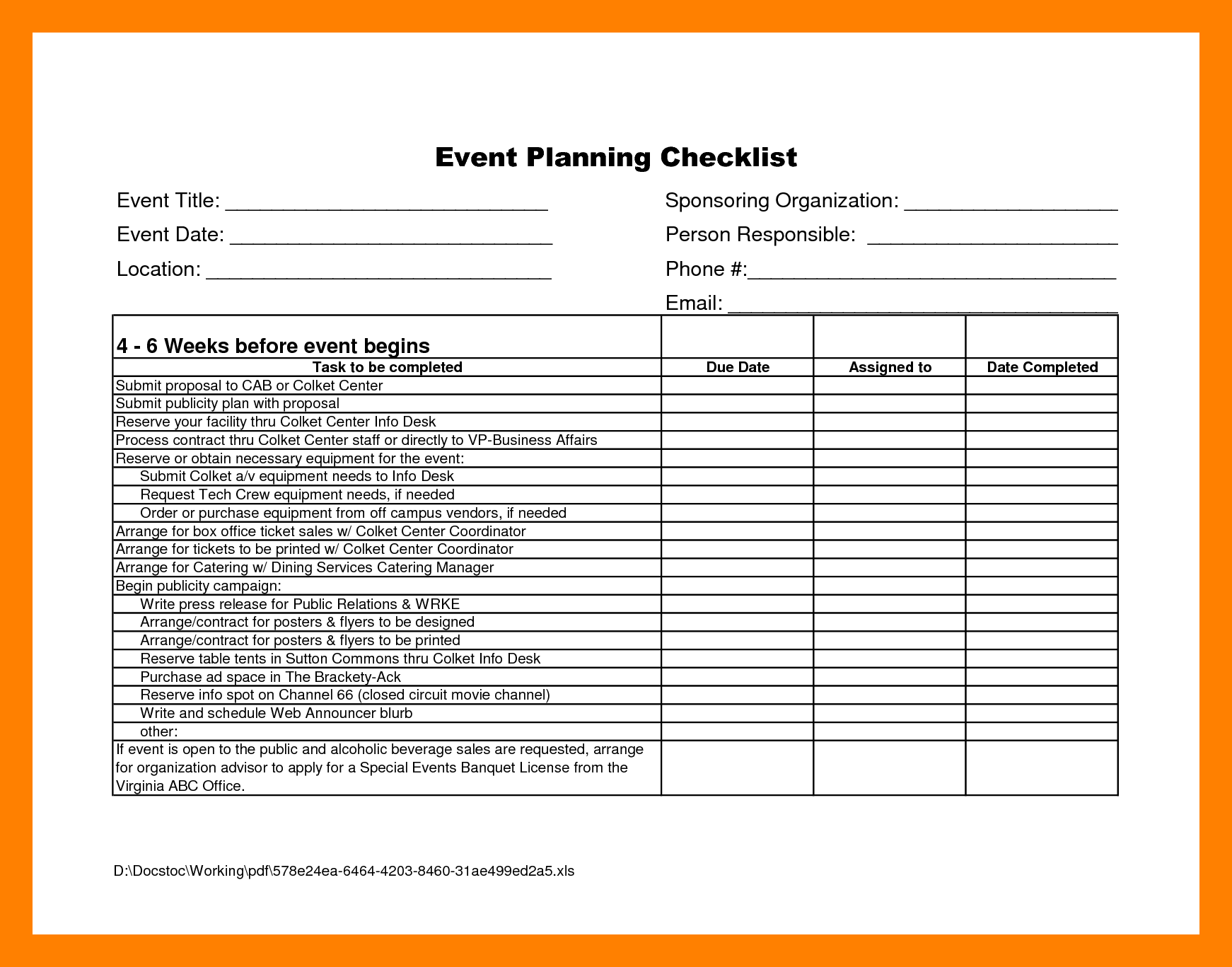 Template Ideas Free event Planning Templates Excel Plan Checklist