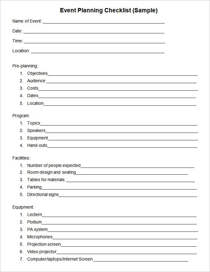 Event Planning Template Word, Excel, PDF Documentsocuments Event Planning Template Word, Excel, PDF Documents