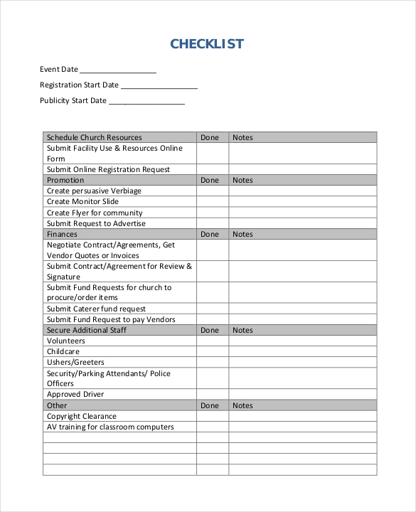 Event Planning Checklist Template