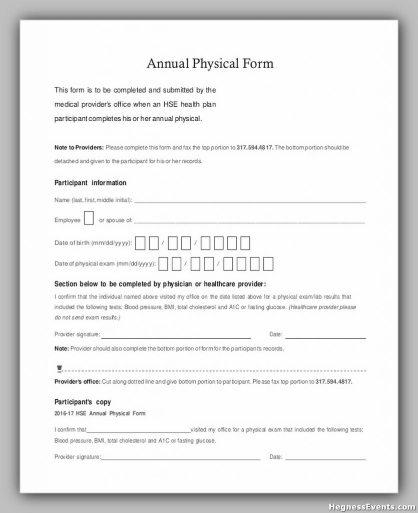 Annual Physical Form