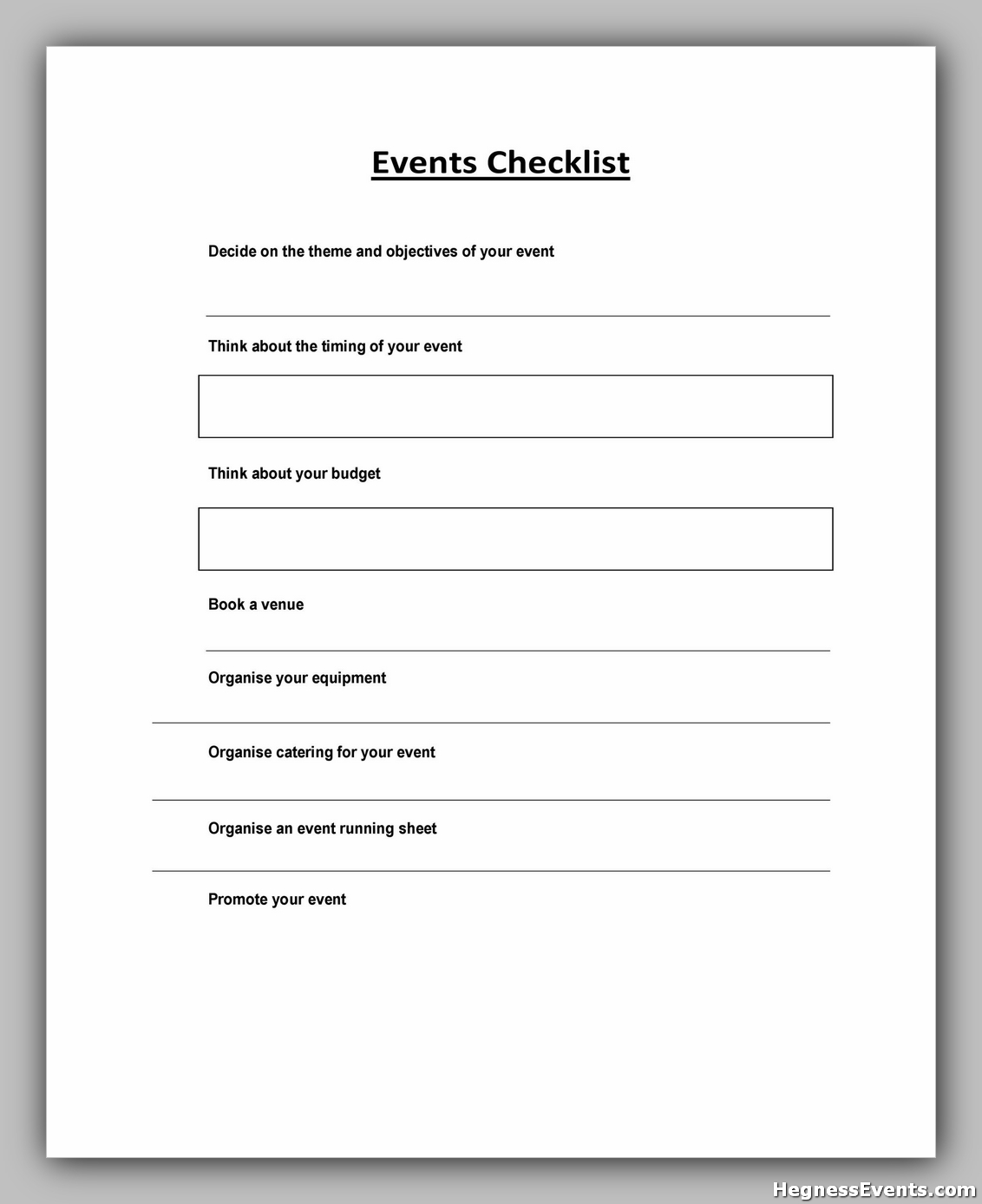event planning business startup checklist