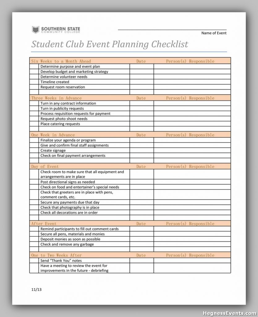 Event Planning Checklist Sample 36