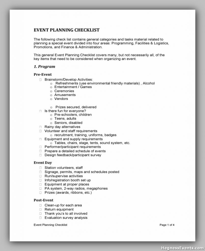 Event Planning Checklist Sample 37