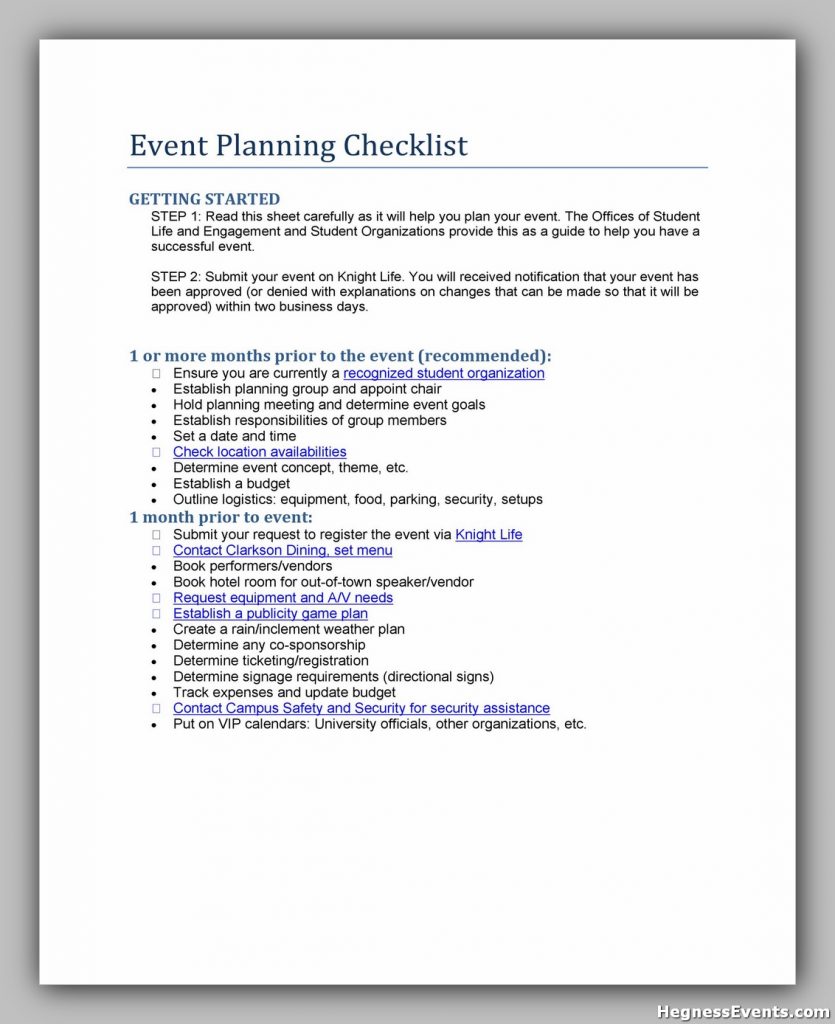 Event Planning Checklist Sample 40