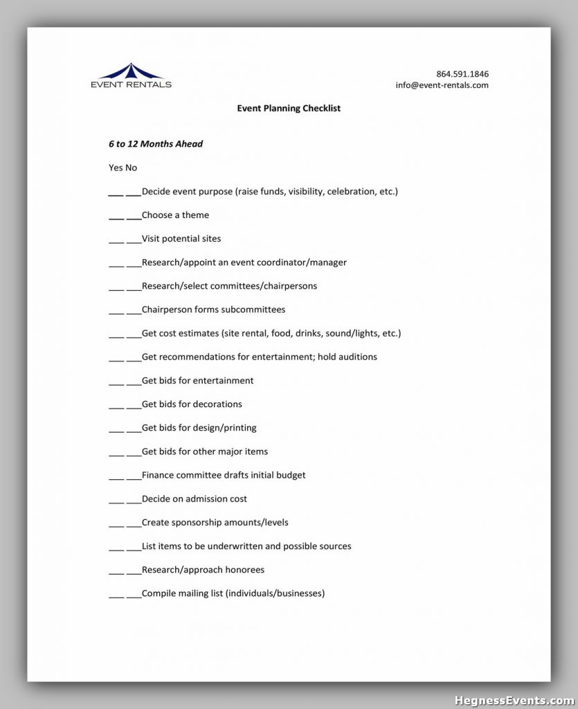 Event Planning Checklist Template 18