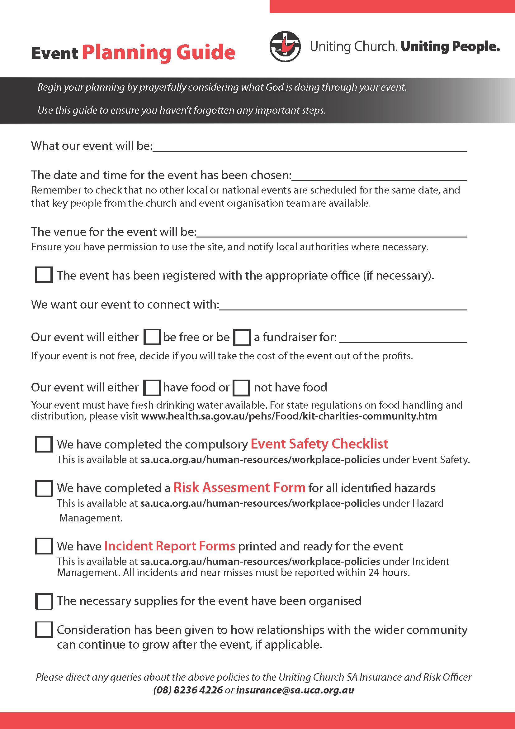 UCA SA Event Planning Guide UCA SA Event Planning Guide
