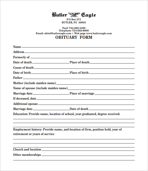 Funeral Obituary Template