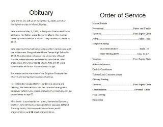 Free Funeral Obituary Template Download