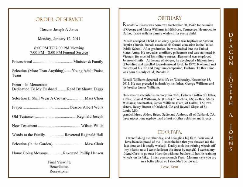 Sample Funeral obituary Template