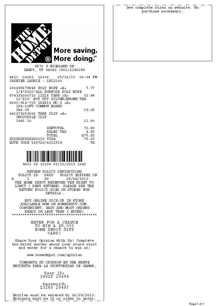 25 Amazing Home Depot Receipt Template & The Benefits - hennessy events Inside Home Depot Receipt Template