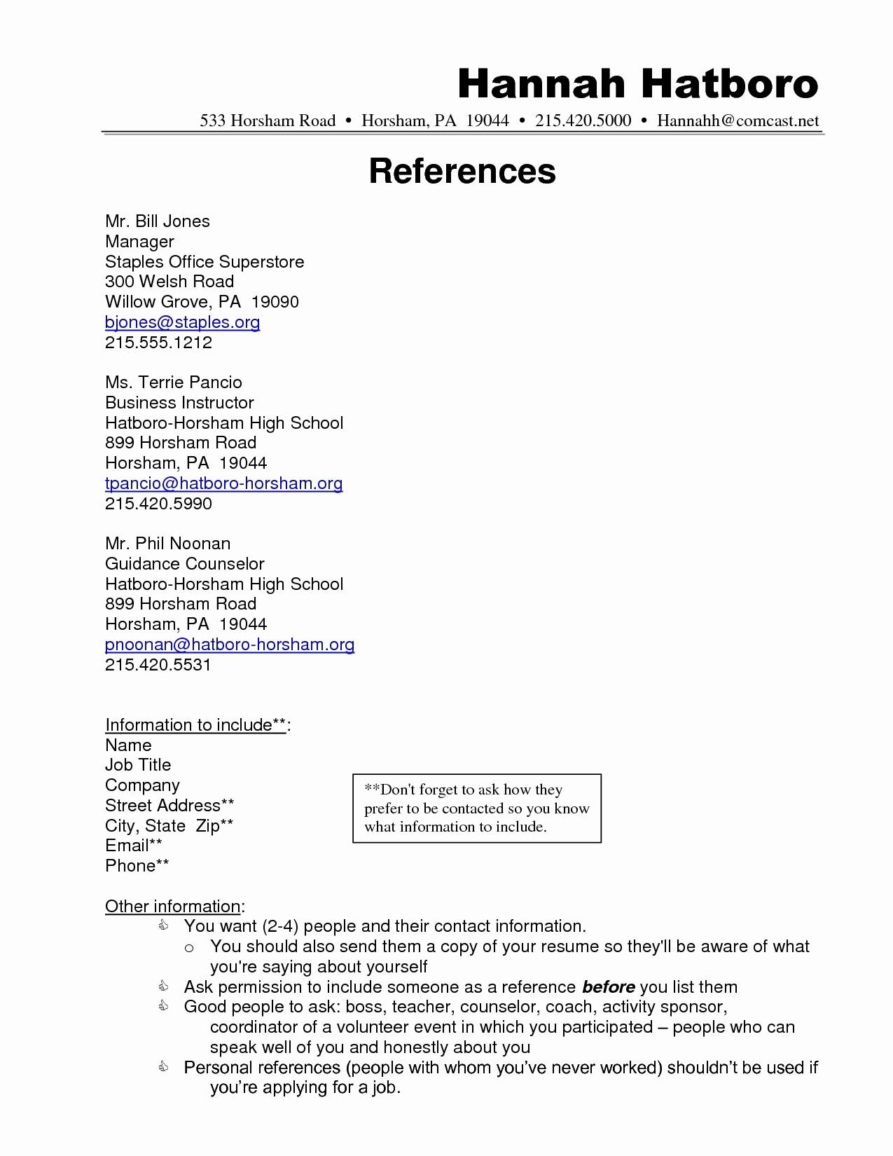 Reference Resume Example
