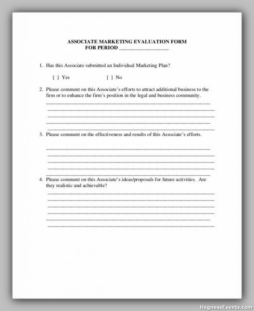 Associate Marketing Evaluation Form Template