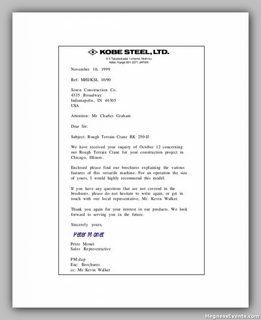 Business Sales Enquiry Letter