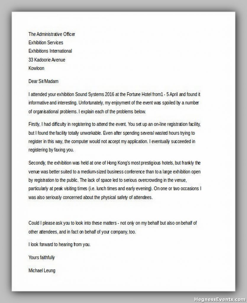 Customer Complaint Letter Free Download1