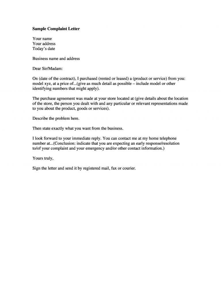 Customer Complaint Letter PDF