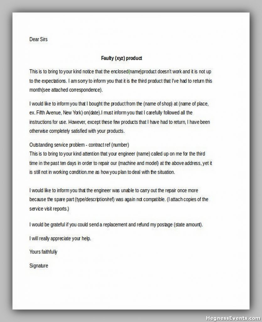 Customer Complaint Letter Poor Services Template1