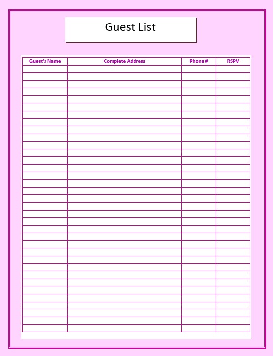 Editable Guest LIst