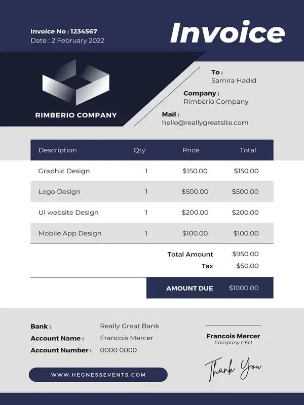 Electronic Invoice Example