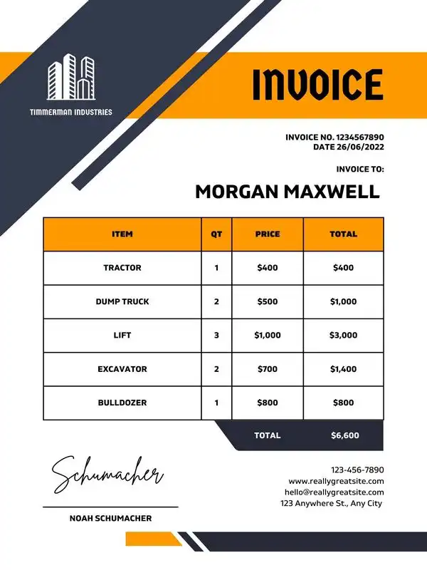 Electronic Invoice Template Free