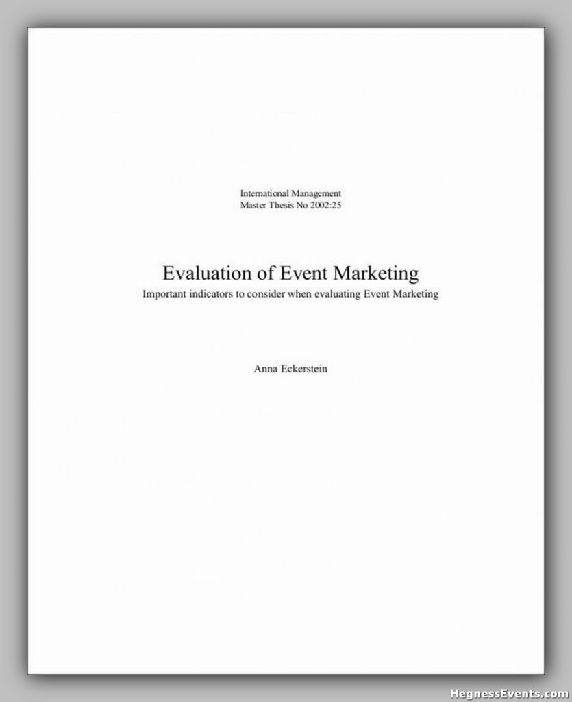 Event Marketing Evaluation Sample