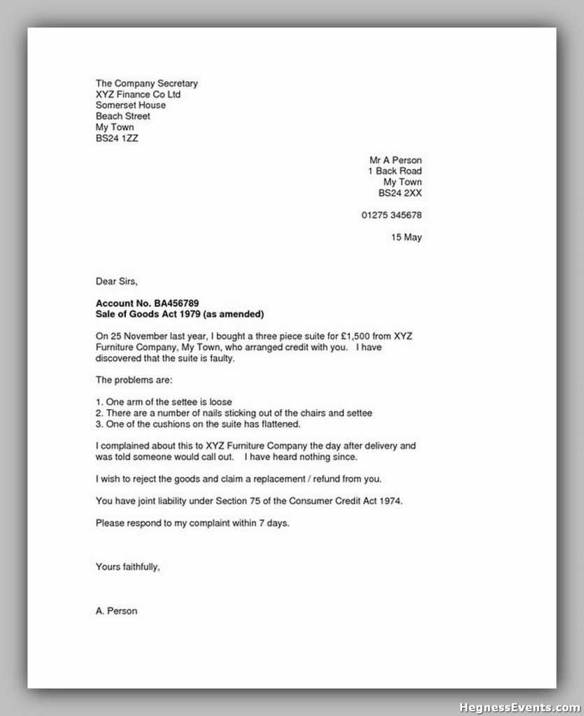 Free Letter of Customer Complaint Template