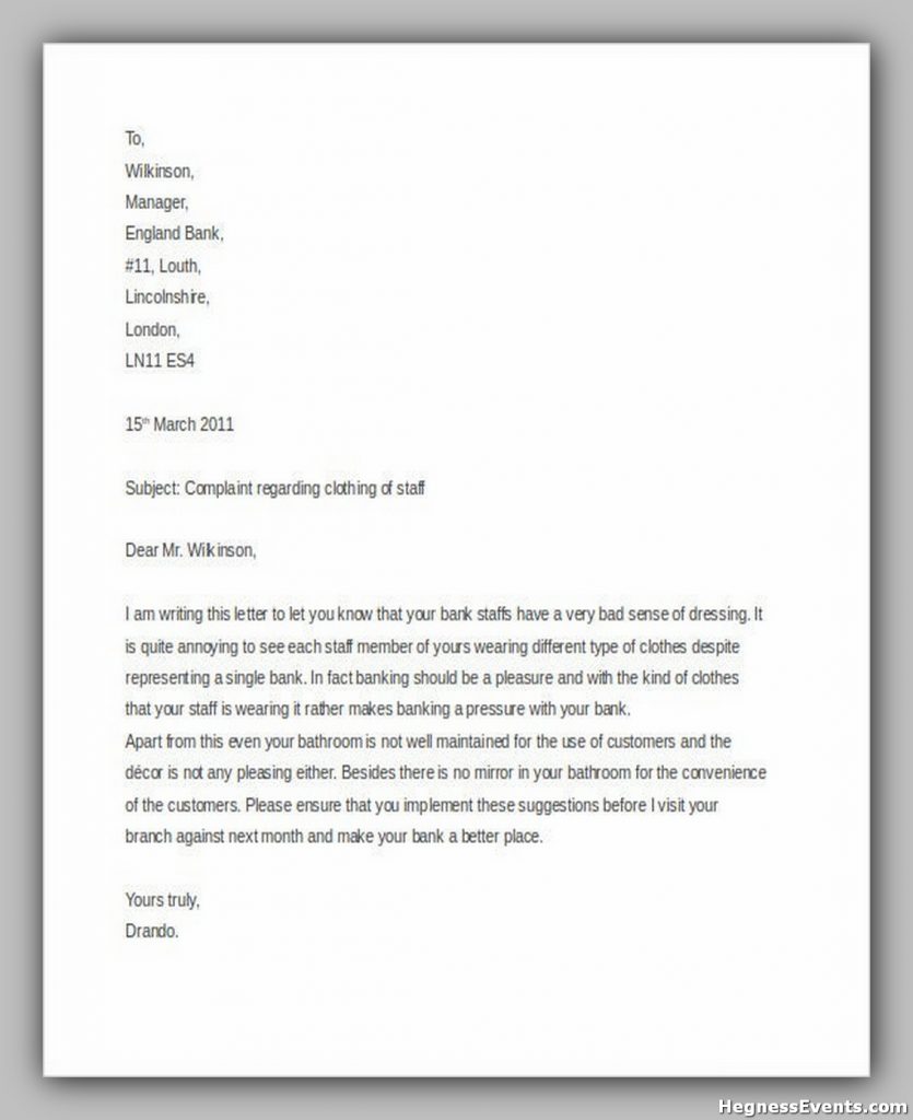 Funny Complaint Letter Free Download1