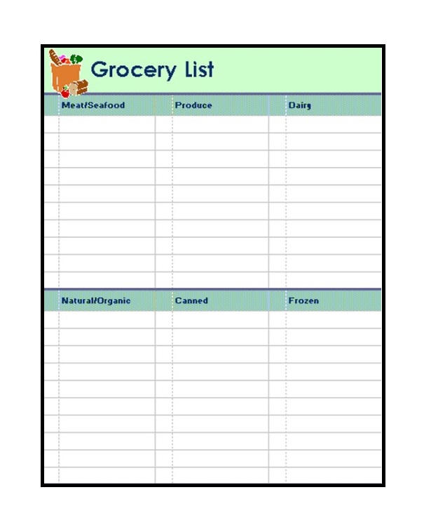 Grocery list template 01