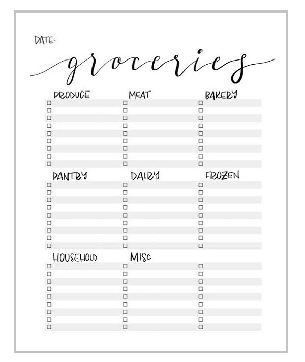 Grocery list template 05