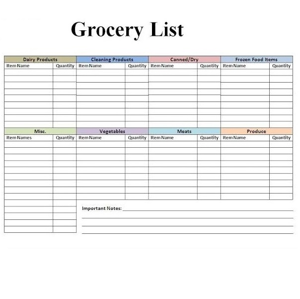 Grocery list template 06