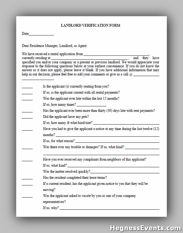 Landlord Verification Form 11