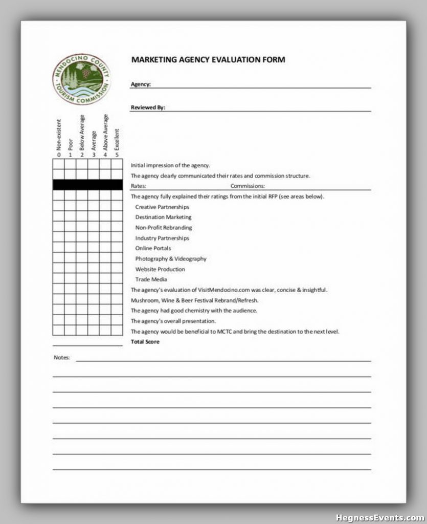 Marketing Agency Evaluation Form Template