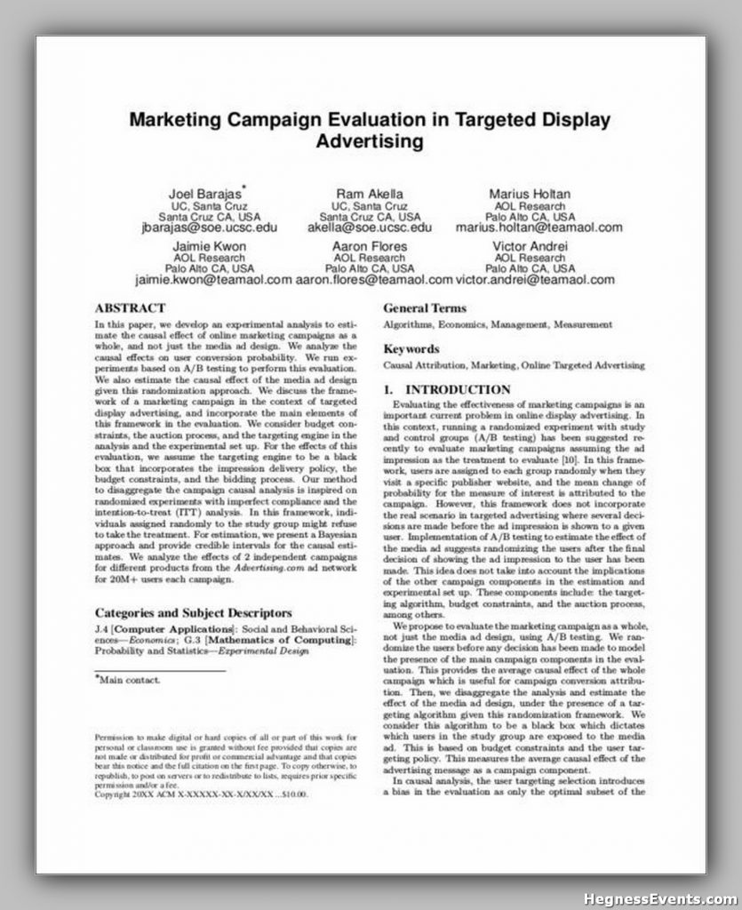 Marketing Campaign Evaluation in Targeted Display Advertising