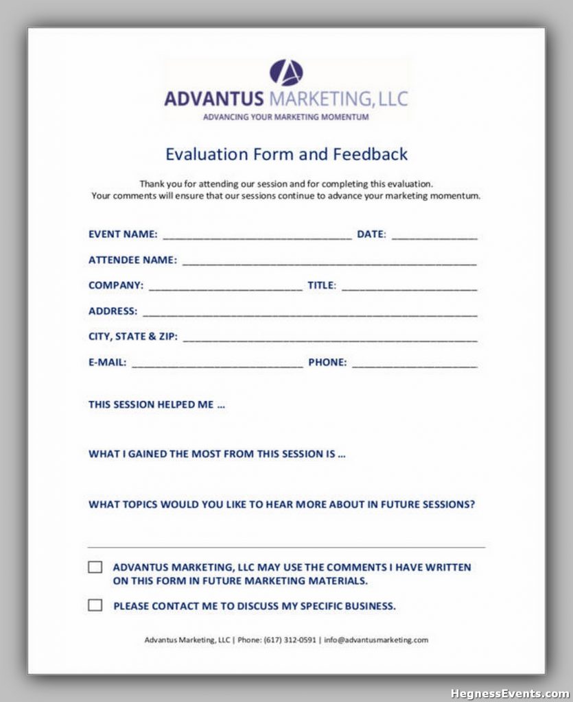 Marketing Evaluation Form and Feedback Template