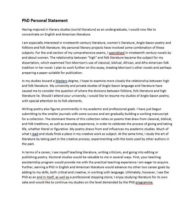 personal statement phd template