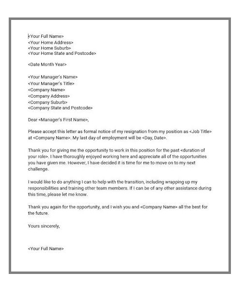 Resignation letter template 03