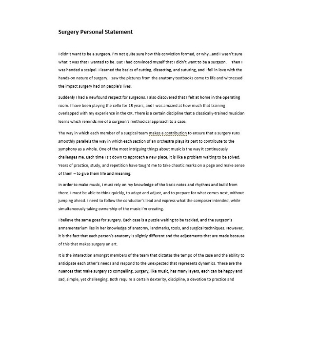 Surgery Personal Statement