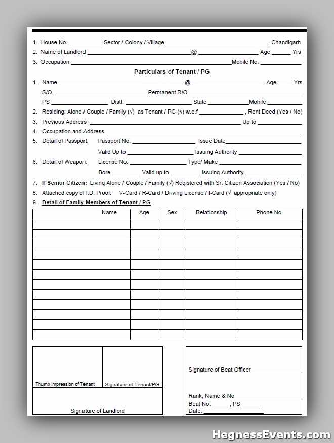 Tenant PG Information Performa 6