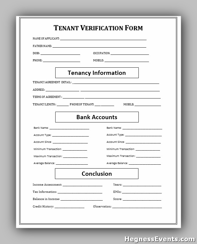 Tenant Verification Form 3