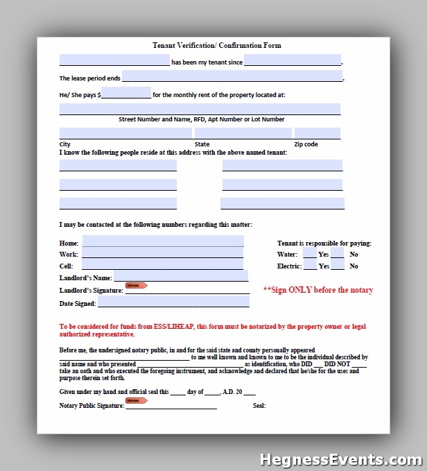 Tenant Verification Form 9