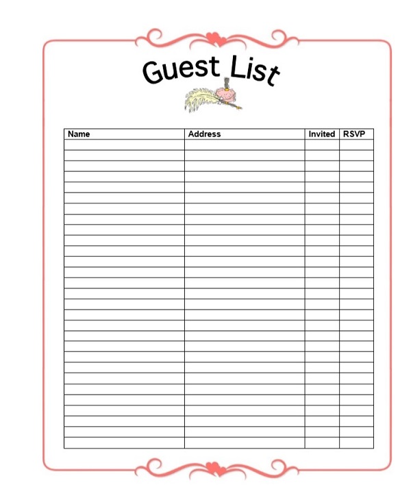 Wedding Planner Guest List