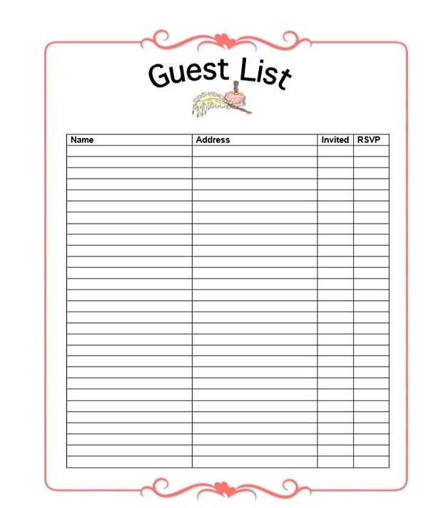 Wedding Planner Guest List