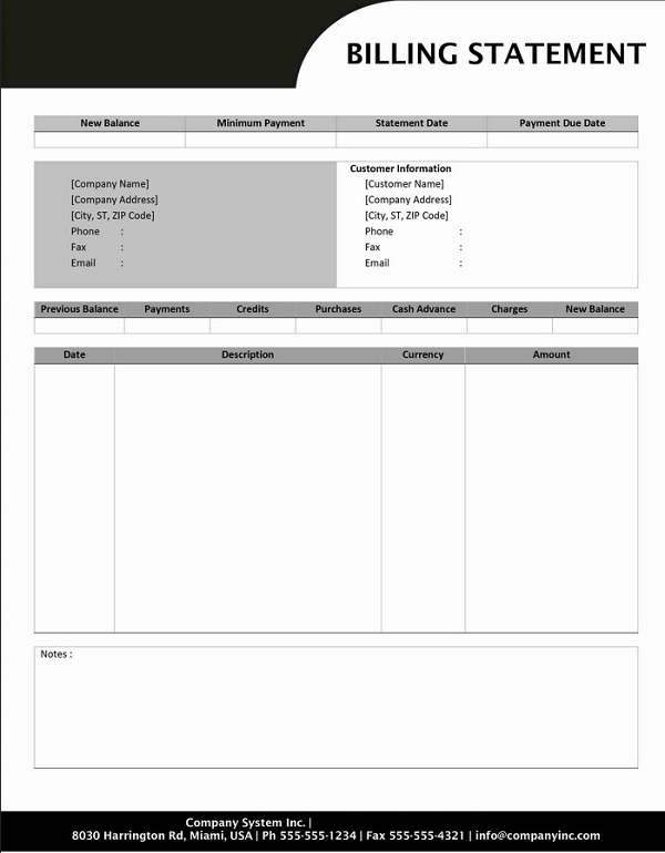 billing statement template free