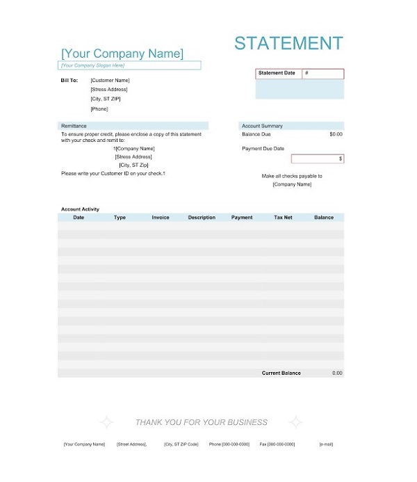 billing statement template pdf