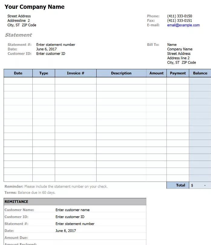 billing statement template